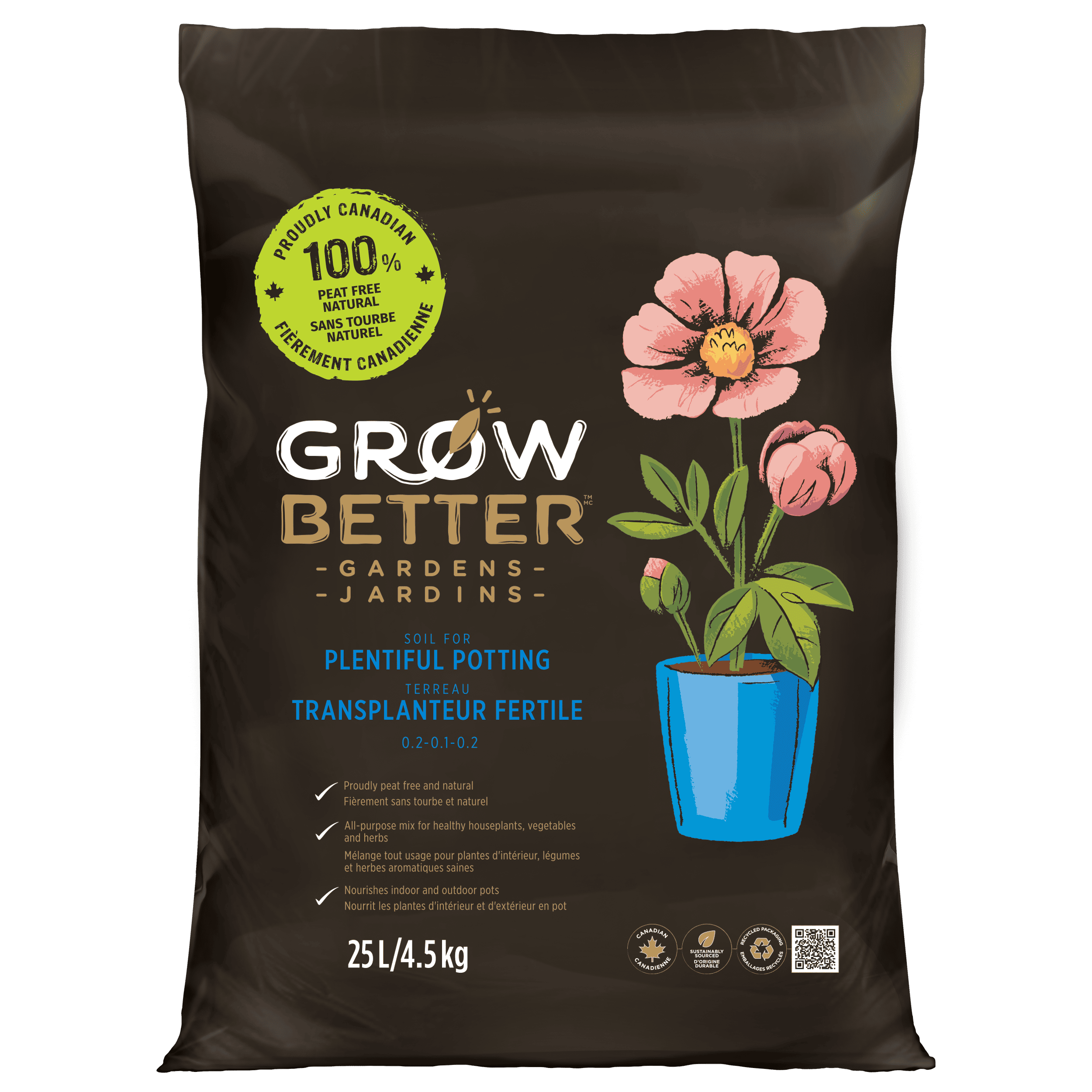 Peat Free Potting Soil Front 9L Packaging