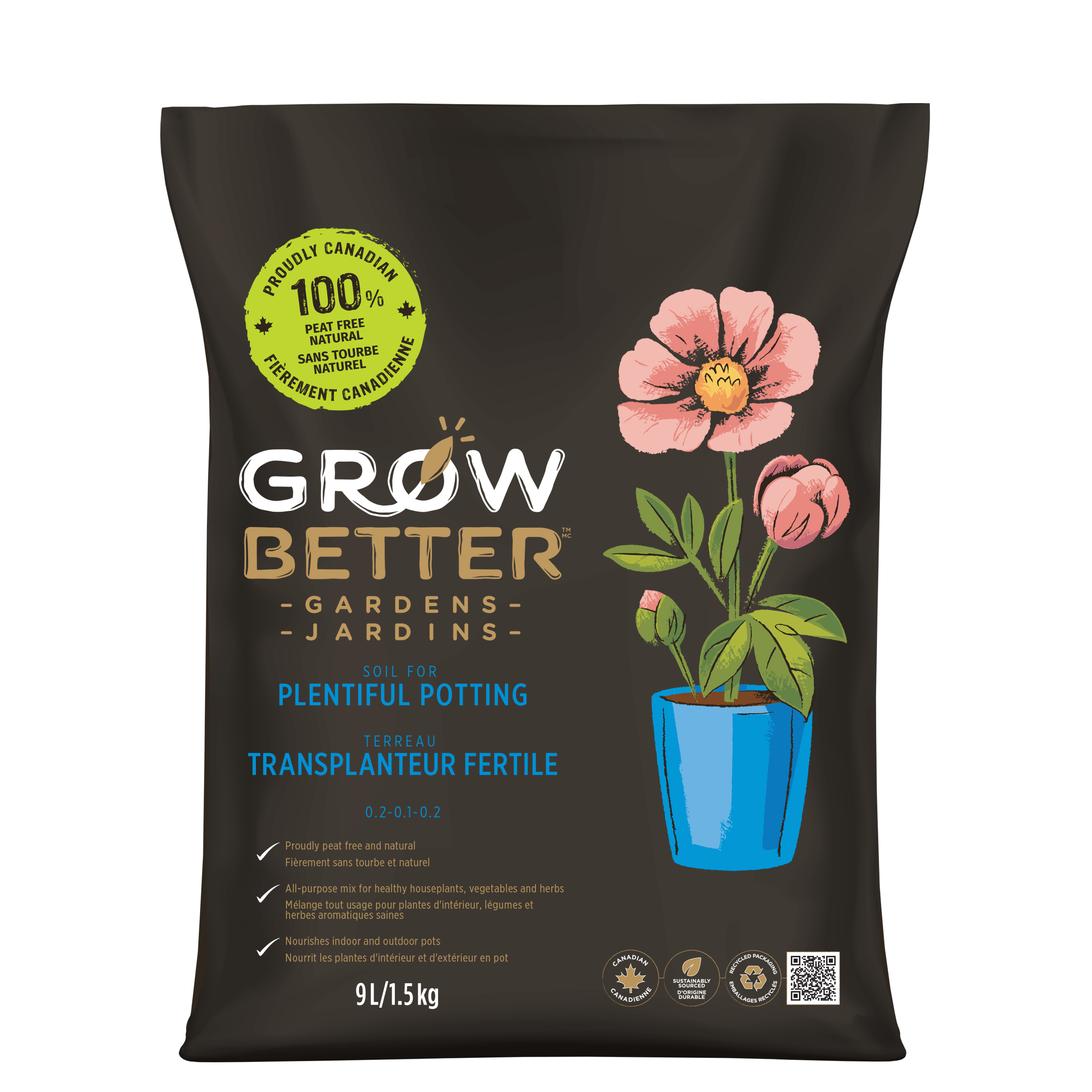 Eco Friendly Potting Soil Front 9L Packaging